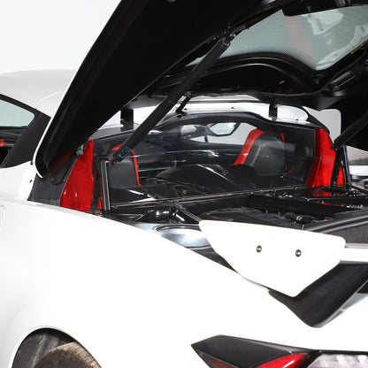 Red Real Carbon Fiber Engine Bay Glass Corner Cover Trim For Corvette C8 Coupe 15