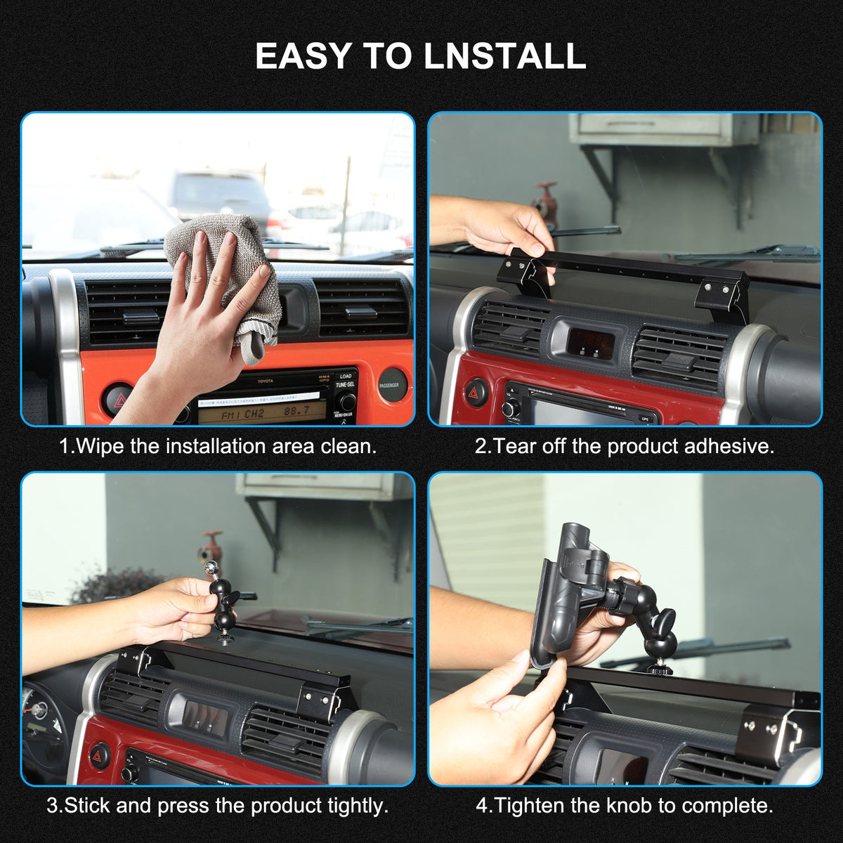 U Shape Center Console Phone Holder Bracket For Toyota FJ Cruiser 2007-2021 20