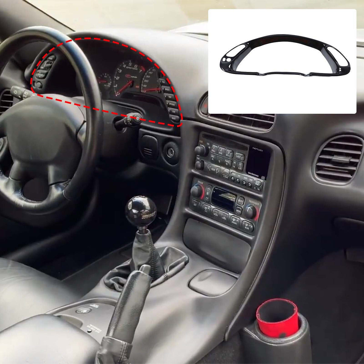 ABS Piano Black Interior Dashboard Frame Trim Cover For Corvette C5 1998-04 US 24