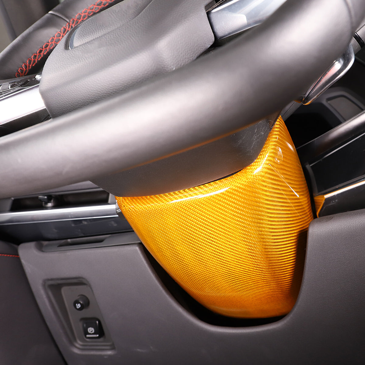 Yellow Carbon fiber Steering Wheel Lower Base Cover For Corvette C8 Z06 20-26 9