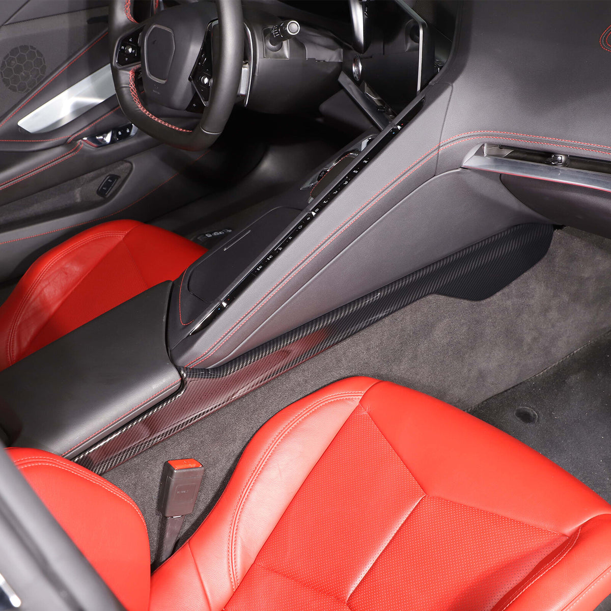 ABS Carbon Fiber Center Console Side Trim Strip Cover For Corvette C8 2020-2026 13