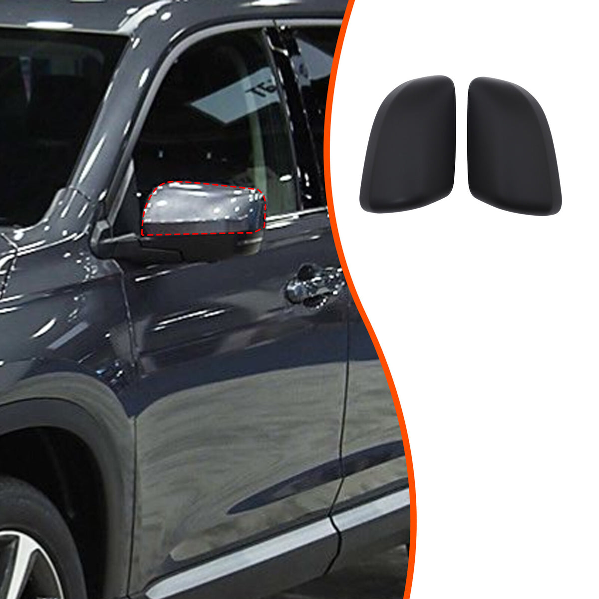 ABS Matte Black Exterior Rearview Mirror Cover Trim For Honda Pilot 2023-2024 17