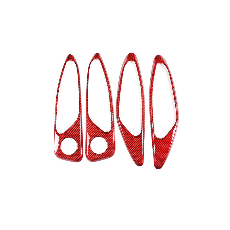 Red Carbon Fiber Style Inner Door Handle Frame Trim For Alfa Romeo Giulia 17-19 5