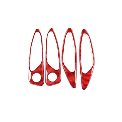 Red Carbon Fiber Style Inner Door Handle Frame Trim For Alfa Romeo Giulia 17-19 5