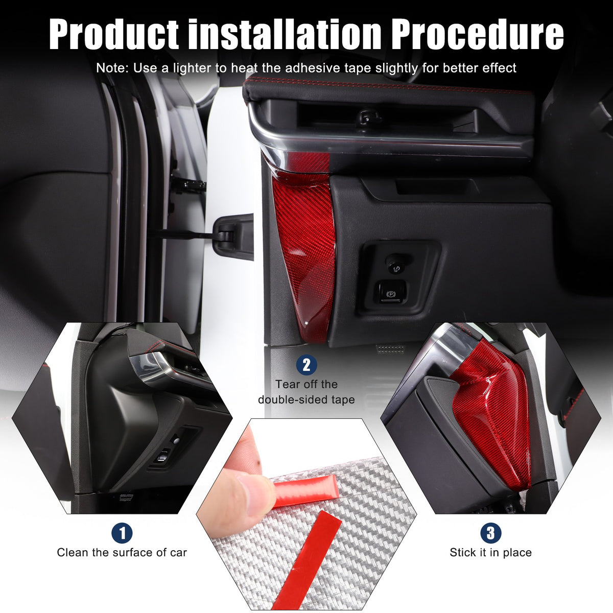 Red Real Carbon Fiber Dashboard Side Trim ForCorvette C8 Stingray Z06 Z51 2020+ 3