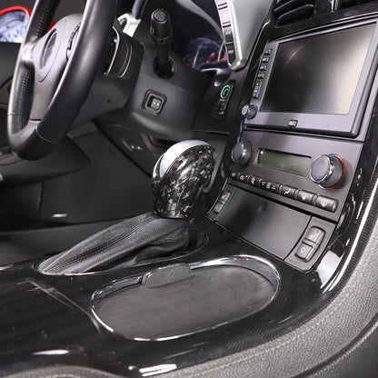 2pcs Forged Real Carbon Fiber Gear Shift Knob Trim Cover Set For Corvette C6 9