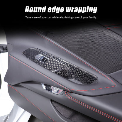 Real Carbon Fiber Window Lift Button Frame Trim For Corvette C8 Coup 2020-2026 18