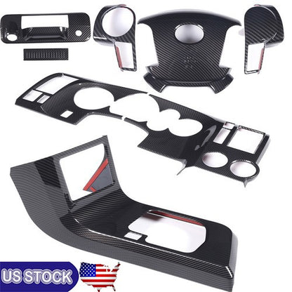 7pcs Carbon Fiber ABS Center Console Cover Trim Frame For Toyota Tundra 2007-13 1