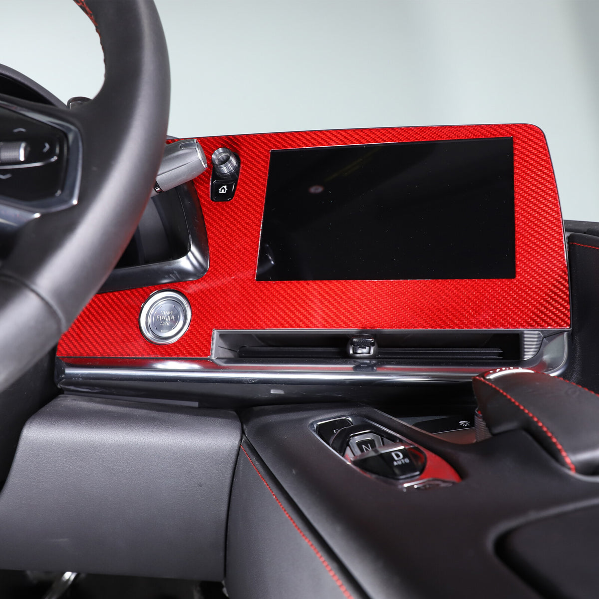 Red Real Carbon Fiber Full Interior Set Decor Trim Kit for Corvette C8 20-25 78