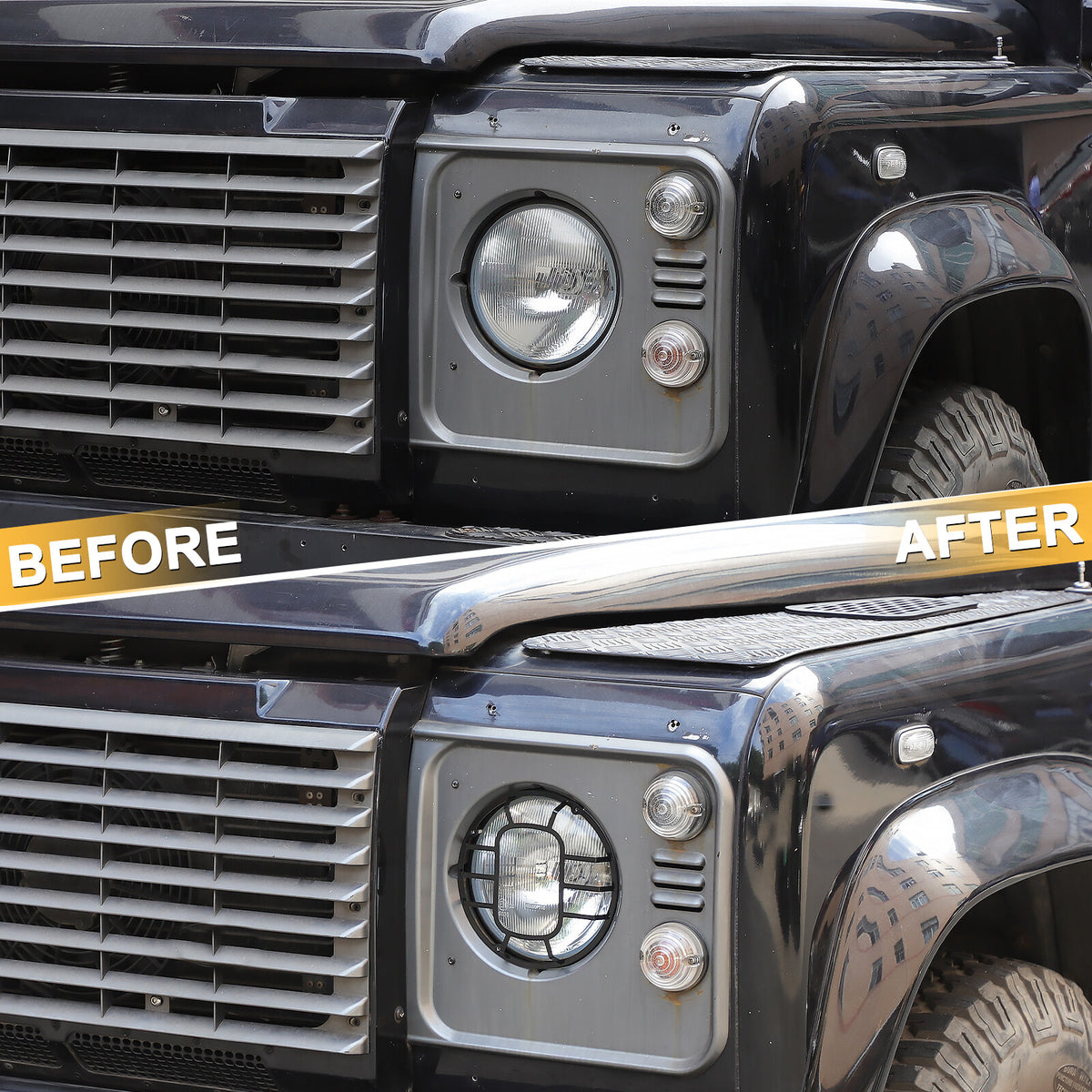 Front Lamp Headlight Cover Guard Net Trim For Land Rover Defender L316 2004-19 17