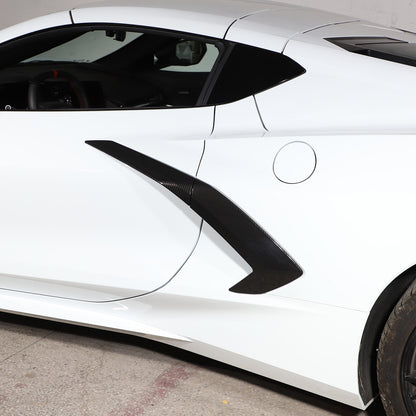 Carbon Pattern Fender Trim Door Handle + Rearview Mirror Cover For Corvette C8 12