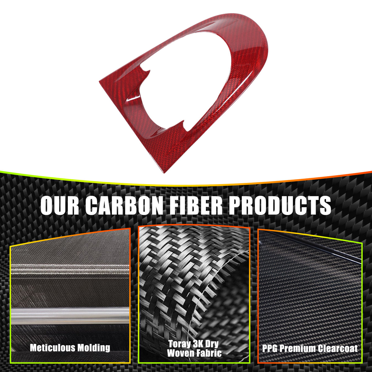 Red Carbon Fiber Instrument Panel Cover Overlay For Porsche Panamera 971 2017-23 10