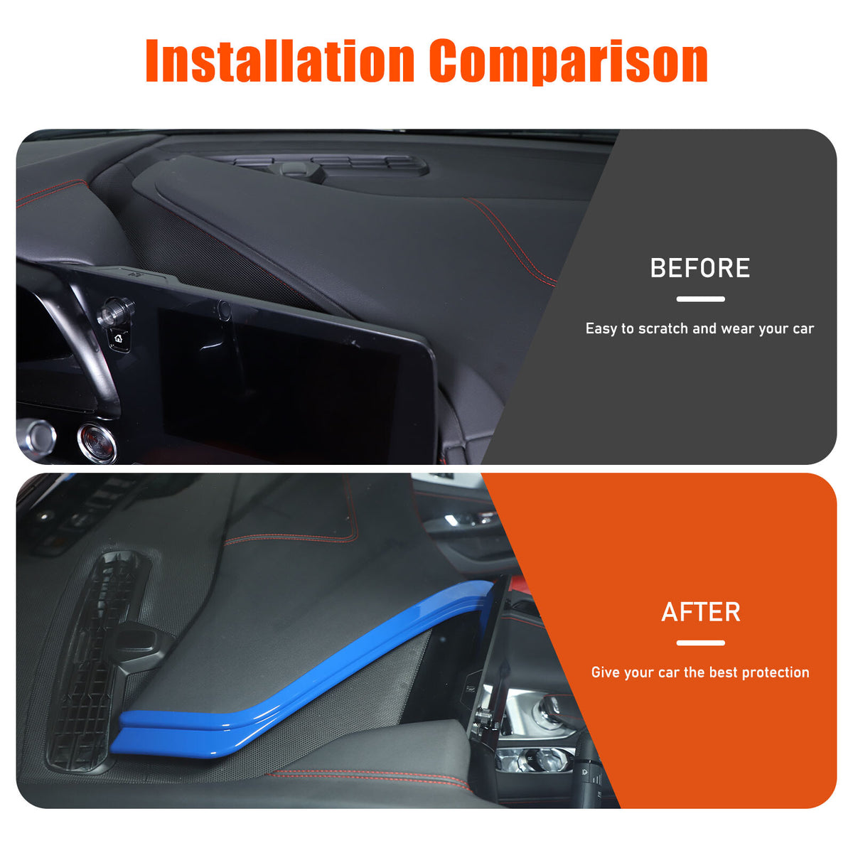 ABS Blue Interior Navigation Screen Rear Trim Cover For Corvette C8 2020-2025 15
