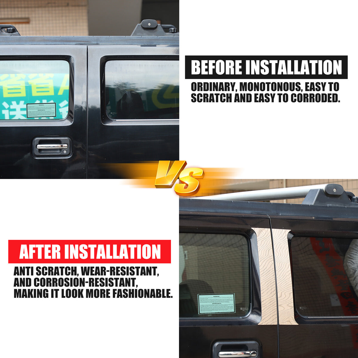 Center Door Chrome Pillar Post Mirror Trim Set For Hummer H2 2003-2009 18