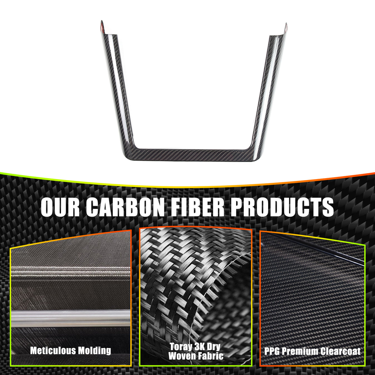 Real Carbon Fiber Console Wireless Charge Panel Frame Trim For Tesla Model S 23+ 13