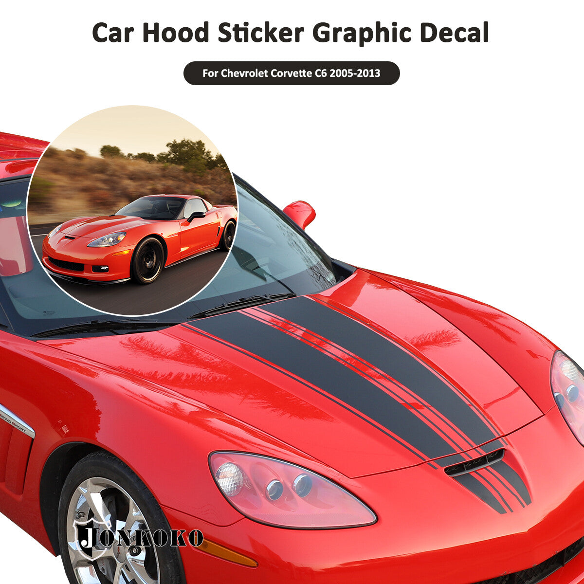 6PCS Hood Blackout Vinyl Decal Sticker Exterior For Corvette C6 2005-2013 US 6