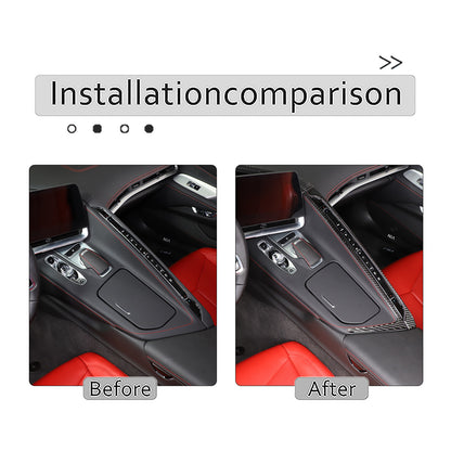 Soft Carbon Fiber Console Gear Shift Panel Trim For C8 Corvette Z06 Z51 20-25 7