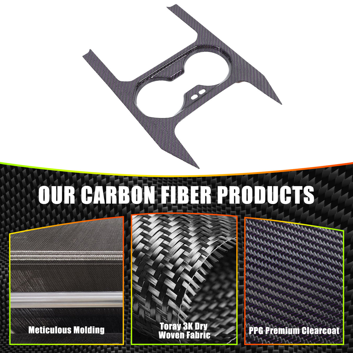 Purple Real Carbon Fiber Interior Center Console Trim For BMW 5 Series G60 2024+ 5