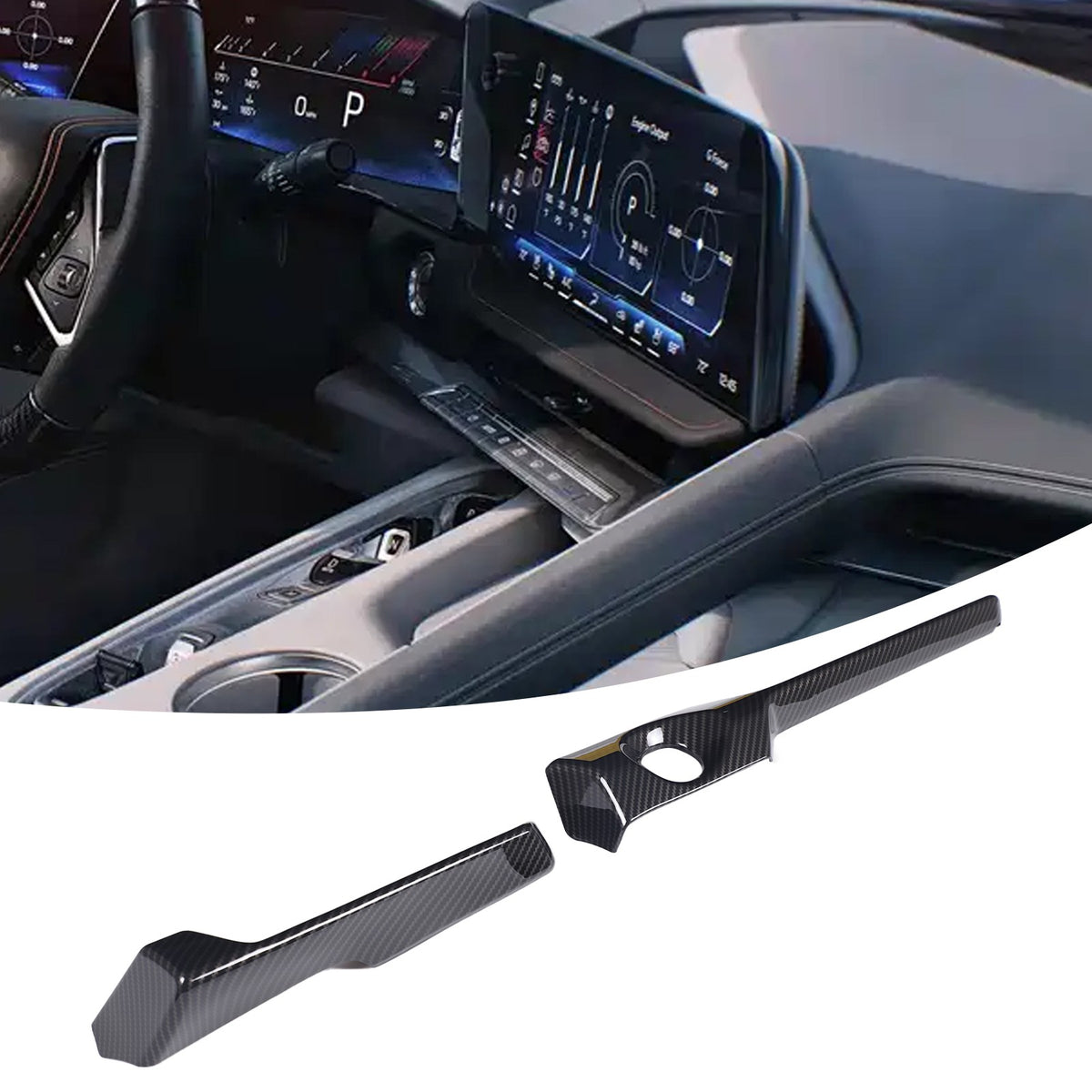 ABS Carbon Fiber Steering Wheel Side Dashboard Trim For Corvette C8 2026+ US 16