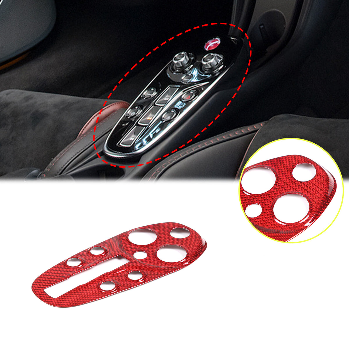 Carbon Fiber Central Console Gear Shift Panel Trim For McLaren GT 2019-2022 4