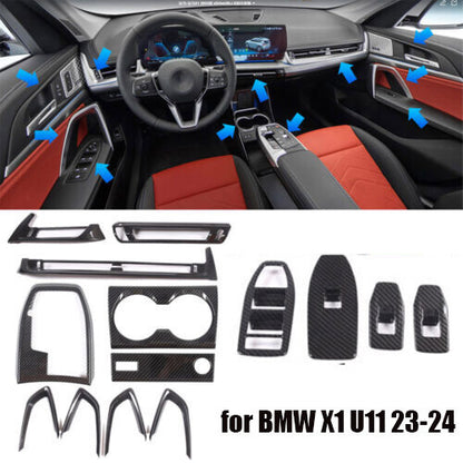 ABS Carbon Fiber Center Console Interior Panel Cover Trim Set for BMW X1 U11 23+ 1