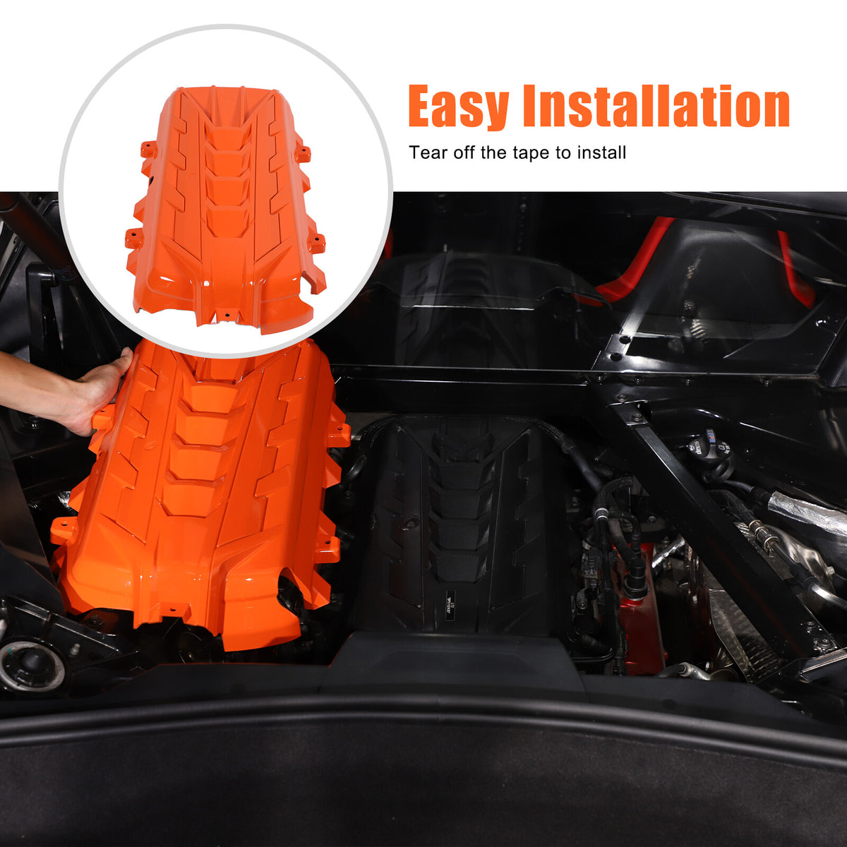 Orange Replacement Engine hood panel Trim Cover For Corvette C8 2020-26 14