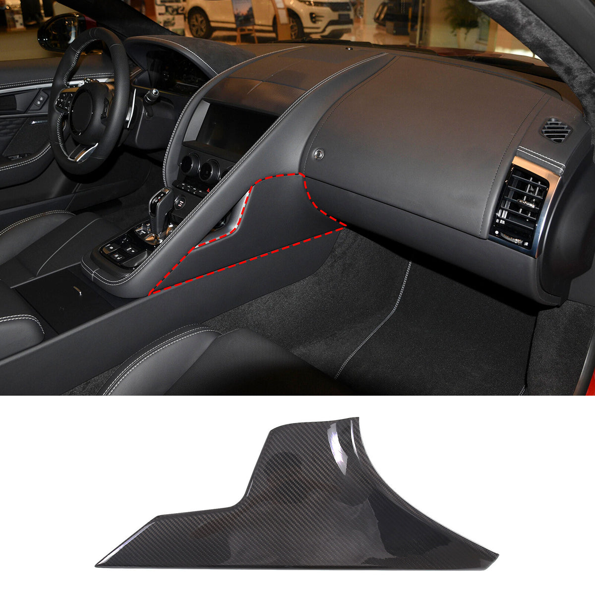 Real Carbon fiber Center Gear Shift Side Panel Trim For Jaguar F-TYPE 2013-2024 5