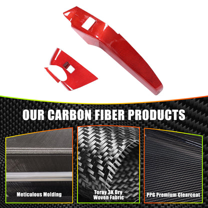 Red Carbon Fiber Window Lift Button Panel Cover Trim For Corvette C7 2014-2019 10