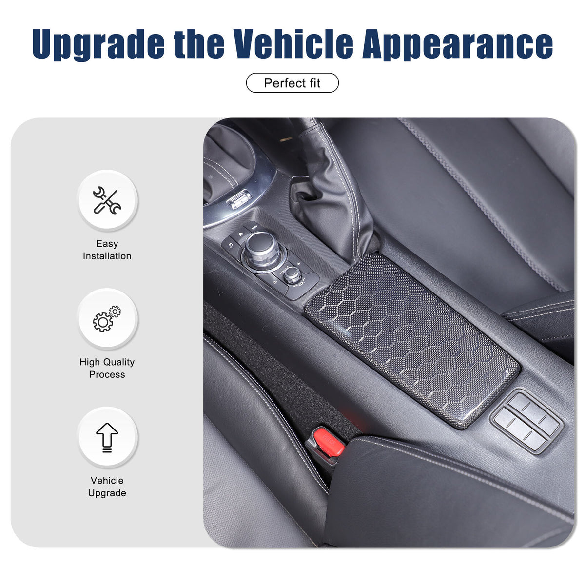 Real Honeycomb Carbon Fiber Center Armrest Box Cover Trim For Mazda MX-5 2016+ 5