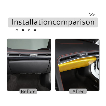 Yellow Carbon Fiber Co-pilot Storage Glove Box Trim For Corvette C8 2020-26 10
