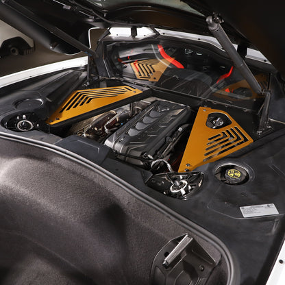 Yellow Alloy Engine Bay Panel Rear Crossmember Cover Set For CORVETTE C8 2020+ 7