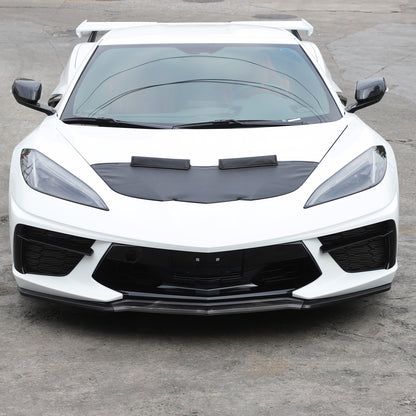 PU Leather Car Bonnet Hood Bra Wind & Bug Deflectors For Corvette C8 2020-26 US 3
