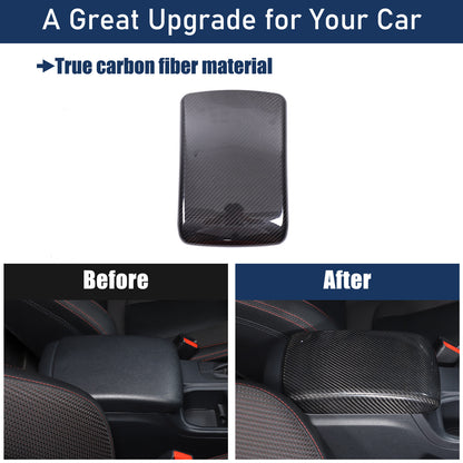 Real Carbon Fiber Center Armrest Storage Box Cover Trim For Subaru WRX VB 22-24 15