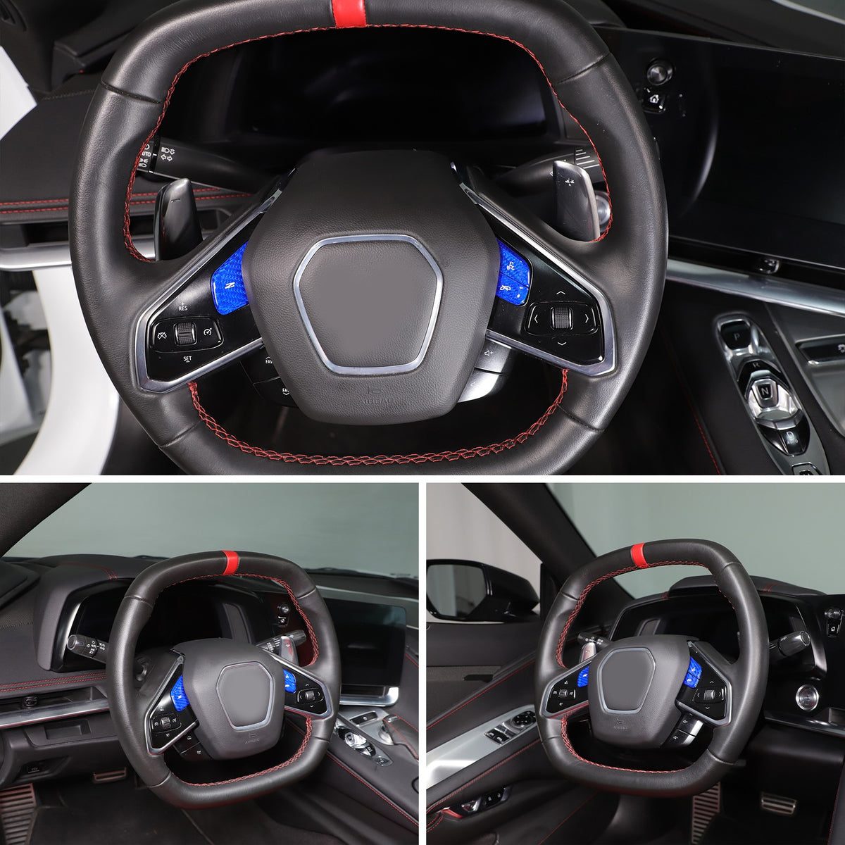 Blue Real Carbon Fiber Full Interior Set Decor Trim Kit for Corvette C8 20-25 - Variants 21-25 36