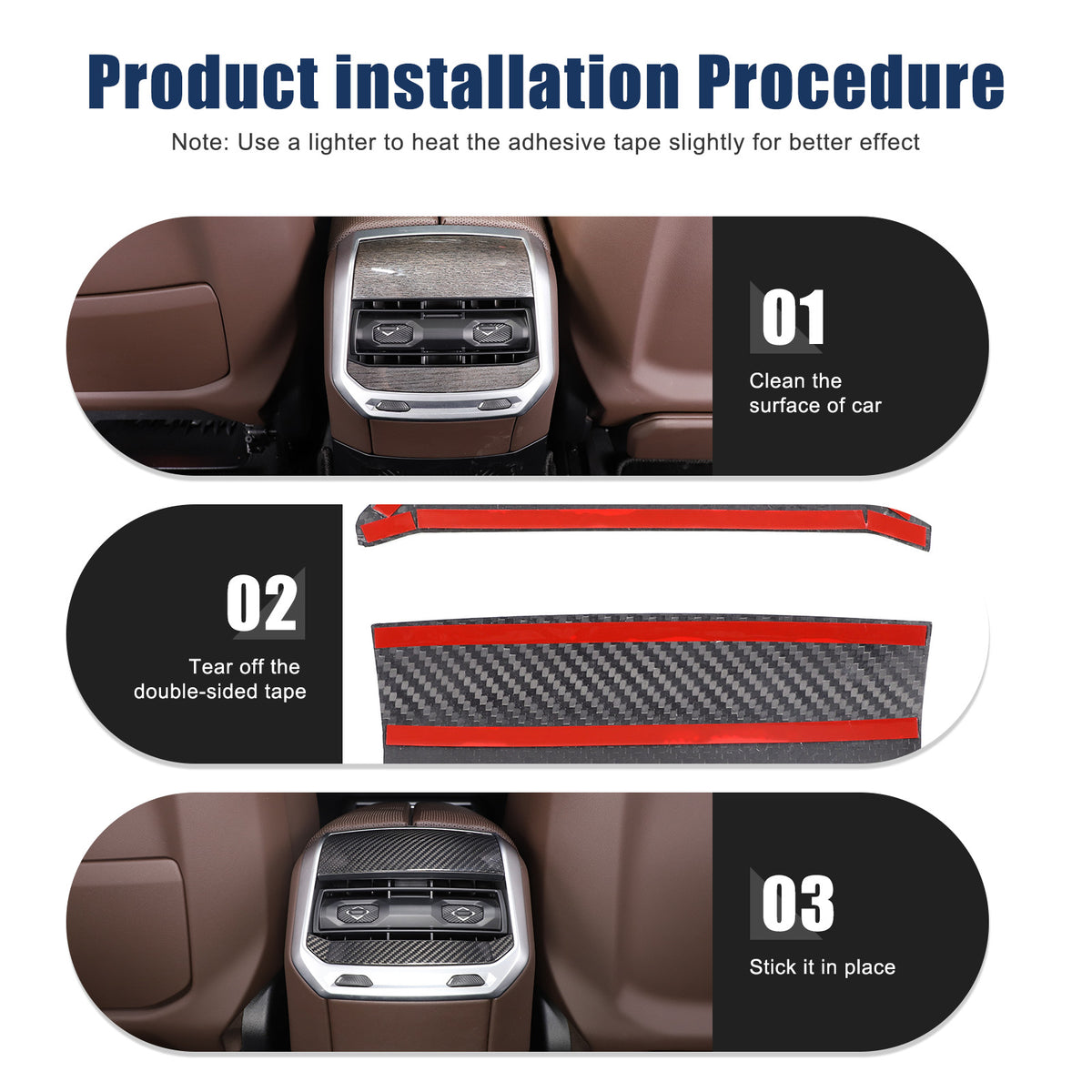 Real Carbon Fiber Rear Air Vent Outlet Cover Trim For BMW 7 Series G70 2023-2024 22