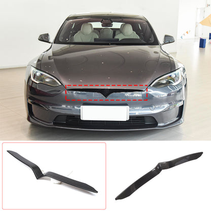 Real Carbon Fiber Front Bumper Grille Cover Molding Trim For Tesla Model S 2023+ 5