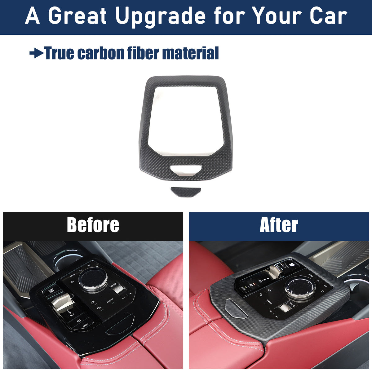 Matte Carbon Fiber Console Gear Panel Trim Cover For BMW 5 Series G60 i5 2024+ 11