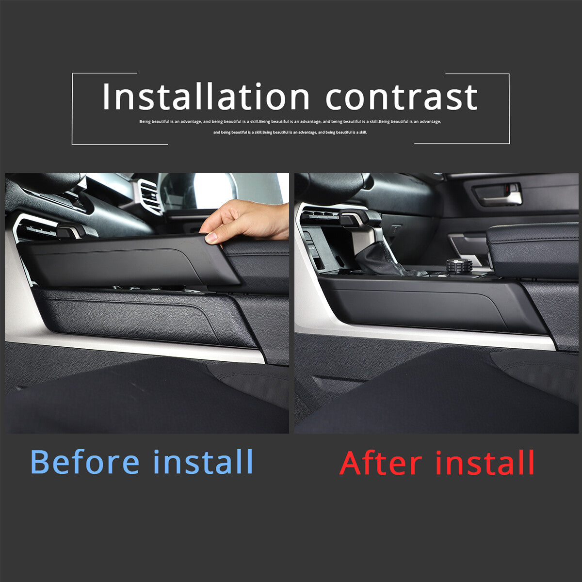 Matte Black ABS Interior Decoration Cover Trim Kit For Toyota Tundra 2022-26 US - Variants 21-25 6