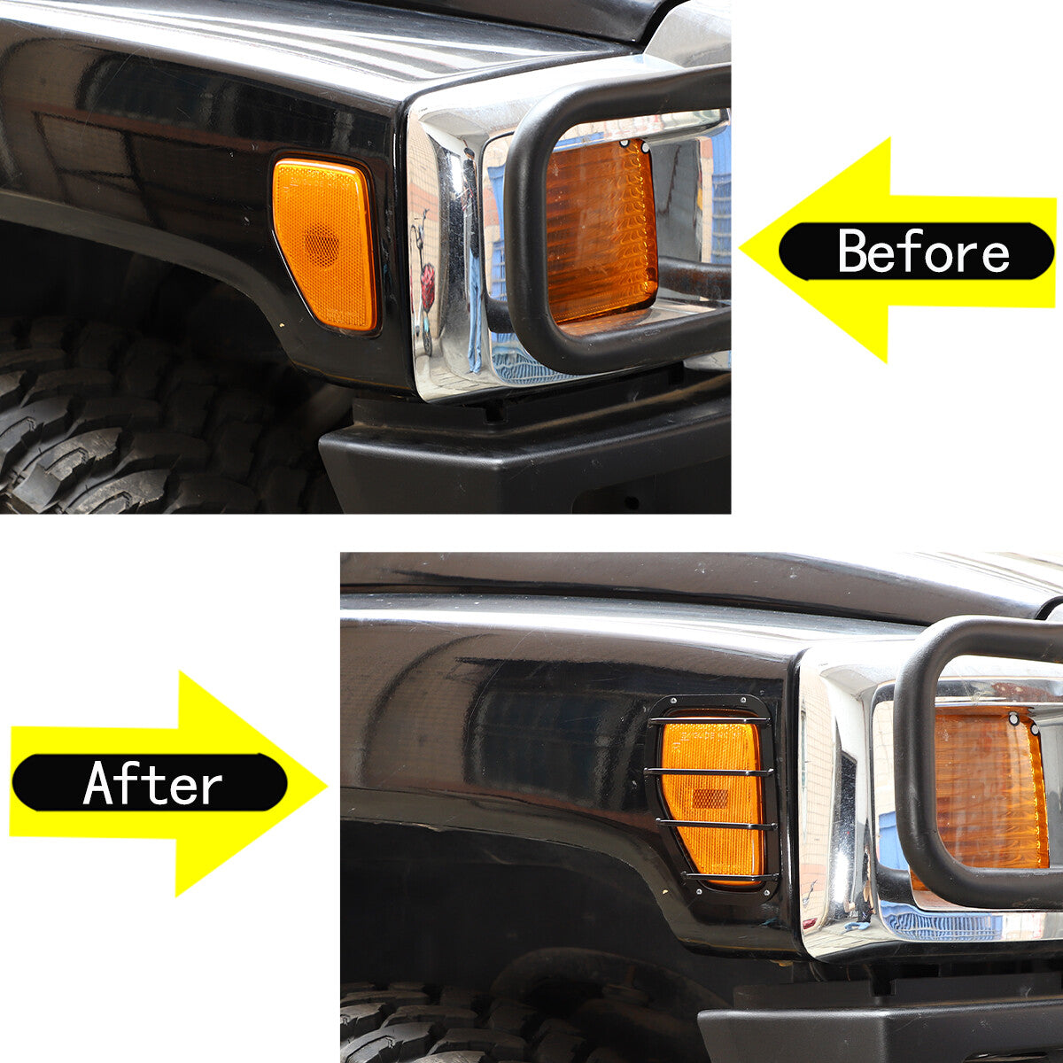 Carbon Steel Side Turn Signal Light Cover Trim Frame for Hummer H3 05-09 10