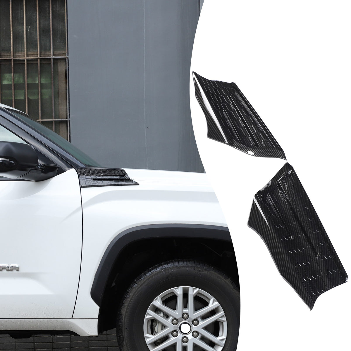 Carbon Fiber Style Fender Upper Decor Cover Trim For Toyota Tundra 2022+ 22