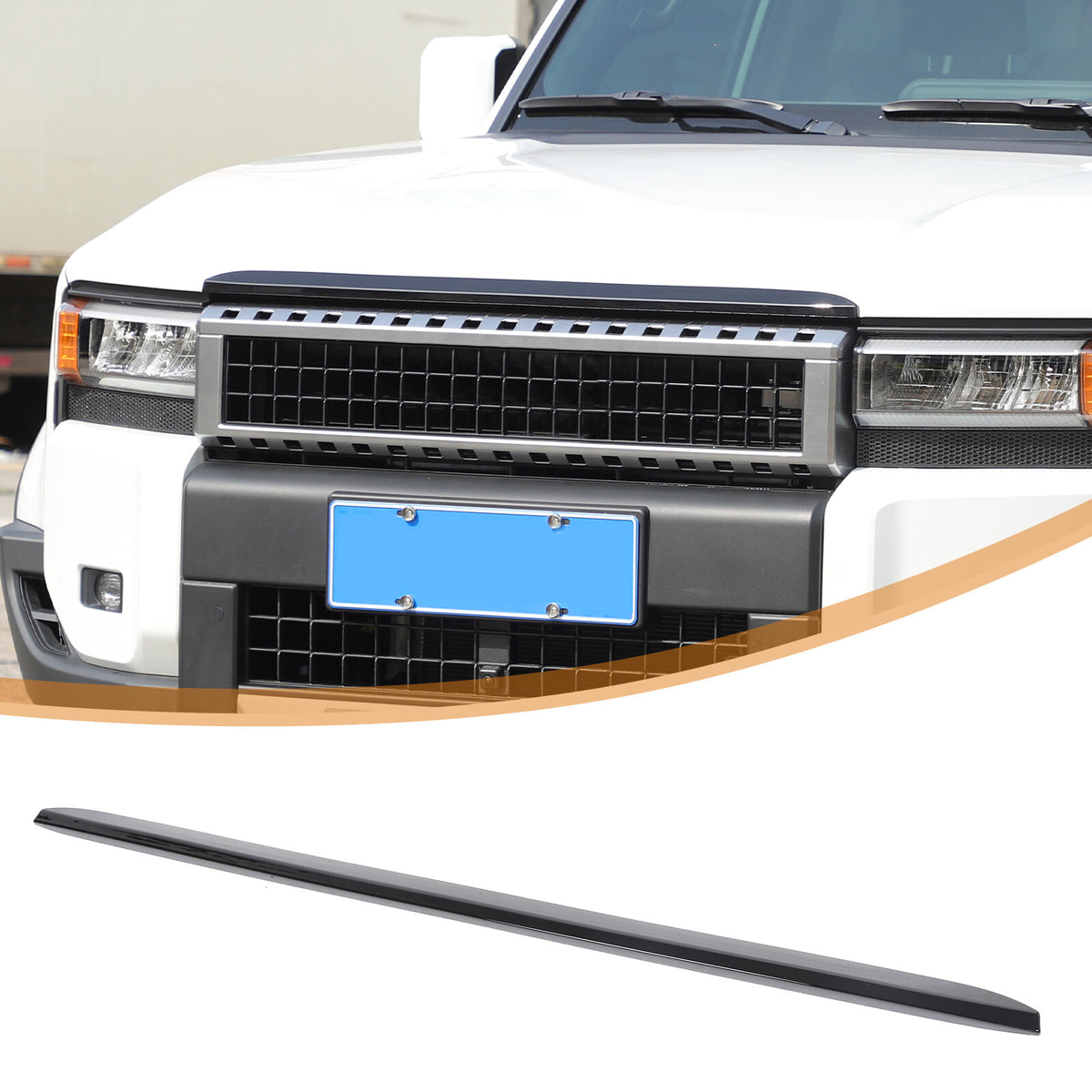 Glossy Black Front Grille Upper Engine Hood Trim For Toyota Land Cruiser LC250 7