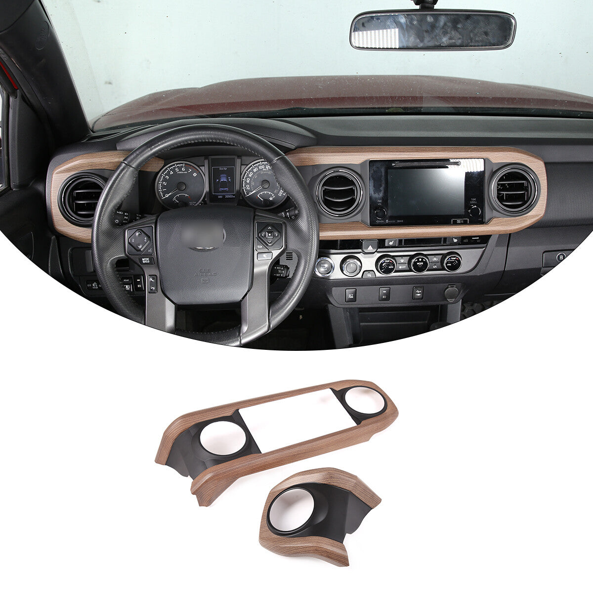 Wood Grain Interior Center Console Cover Trim For Toyota Tacoma 2016-2023 9