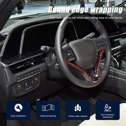 Red Real Carbon Fiber Steering Wheel Base Cover Trim For Cadillac Escalade 2021+ 6