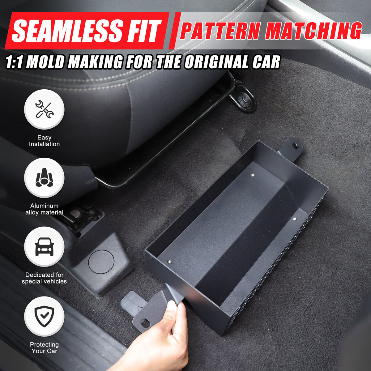 Aluminum Under Passenger Seat Storage Basket For Nissan Titan H61 2016-2023 3