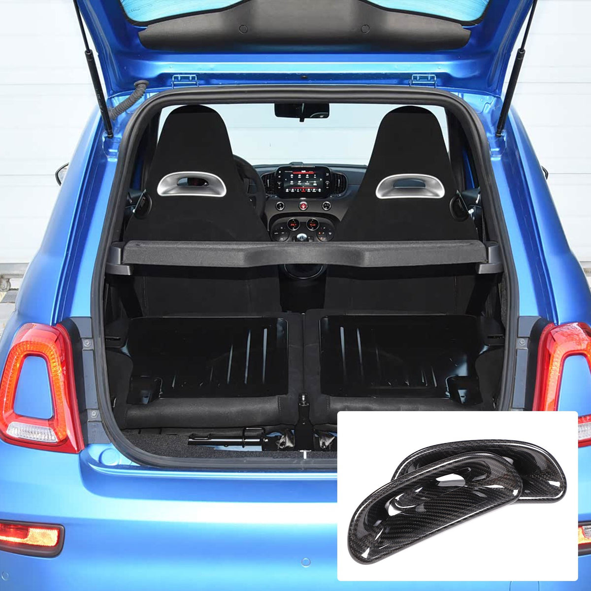 Real Carbon Fiber Rear Seat Back Cover For Fiat 500 Abarth 595 2016-2024 13