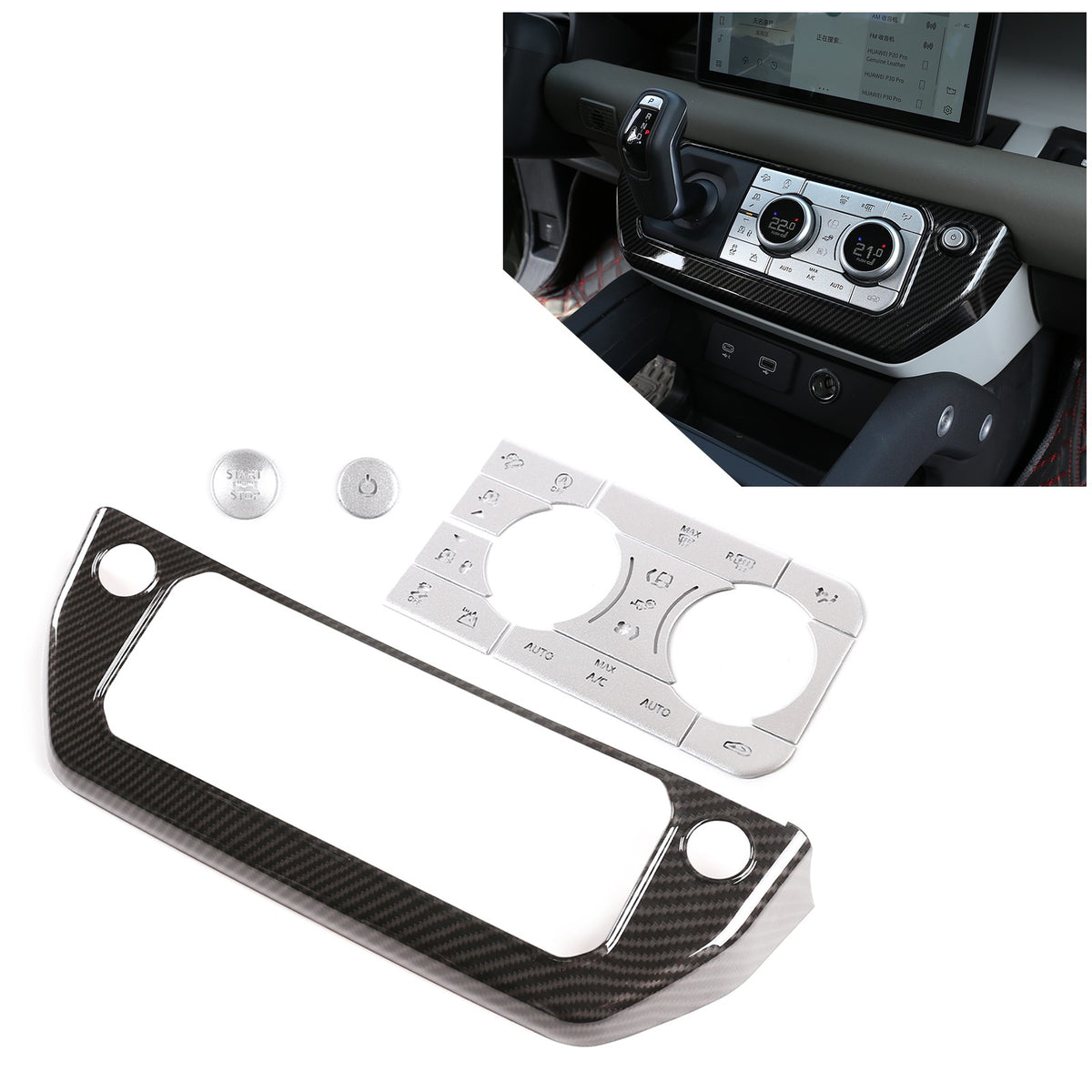 Start Stop AC Control Mode Button Sticker Kit For Land Rover Defender L663 20+ 13
