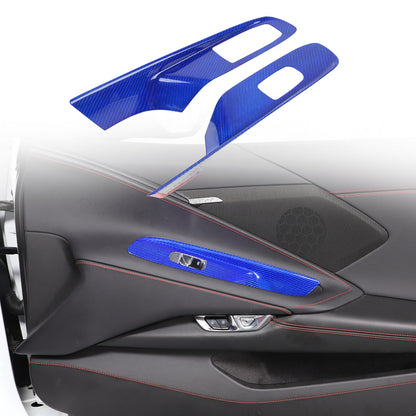 Blue Real Carbon Fiber Full Interior Set Decor Trim Kit for Corvette C8 20-25 - Variants 26-30 32