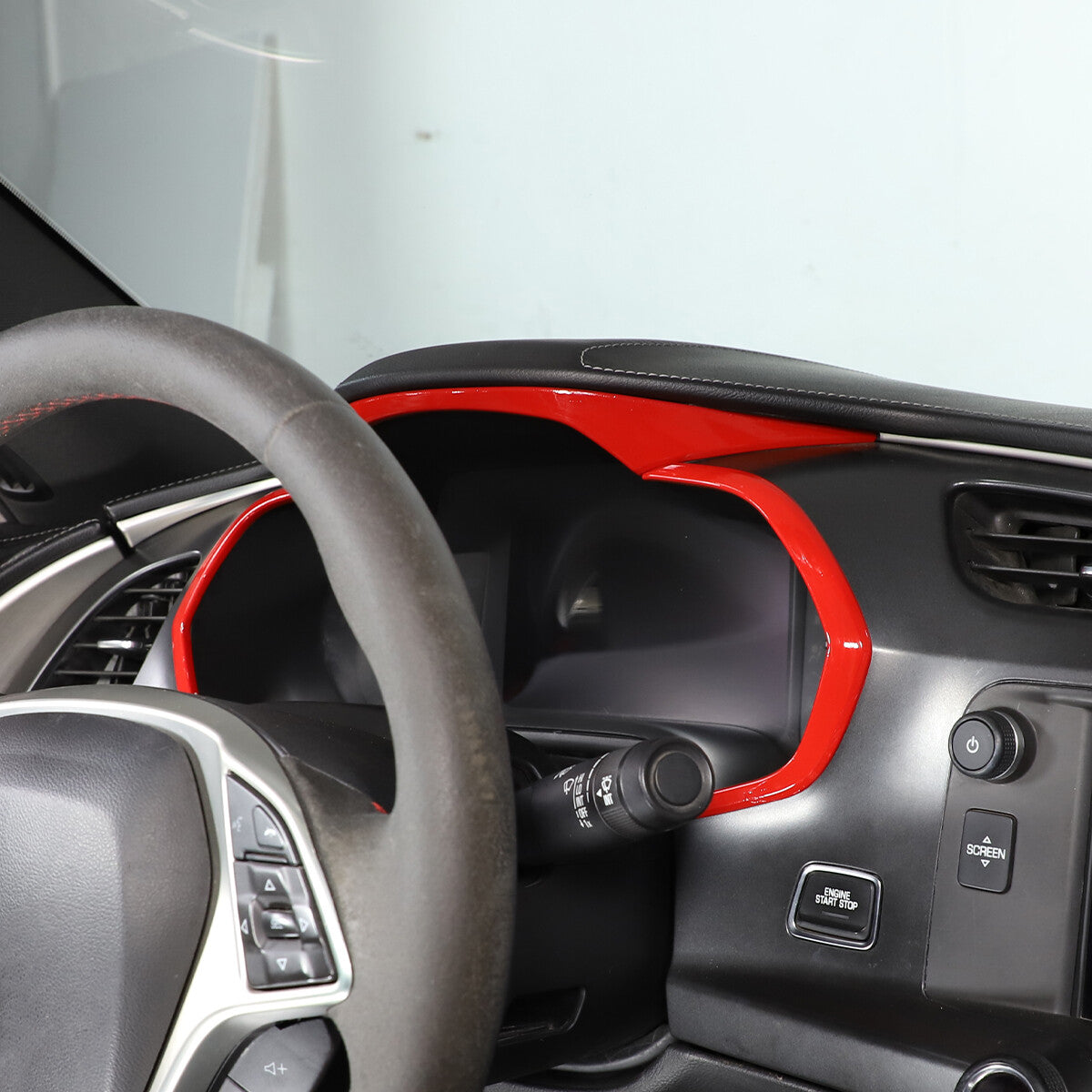 Sports Red ABS Interior Decoration Cover Trim Kit For Corvette C7 2014-19 - Styles 1-5 52