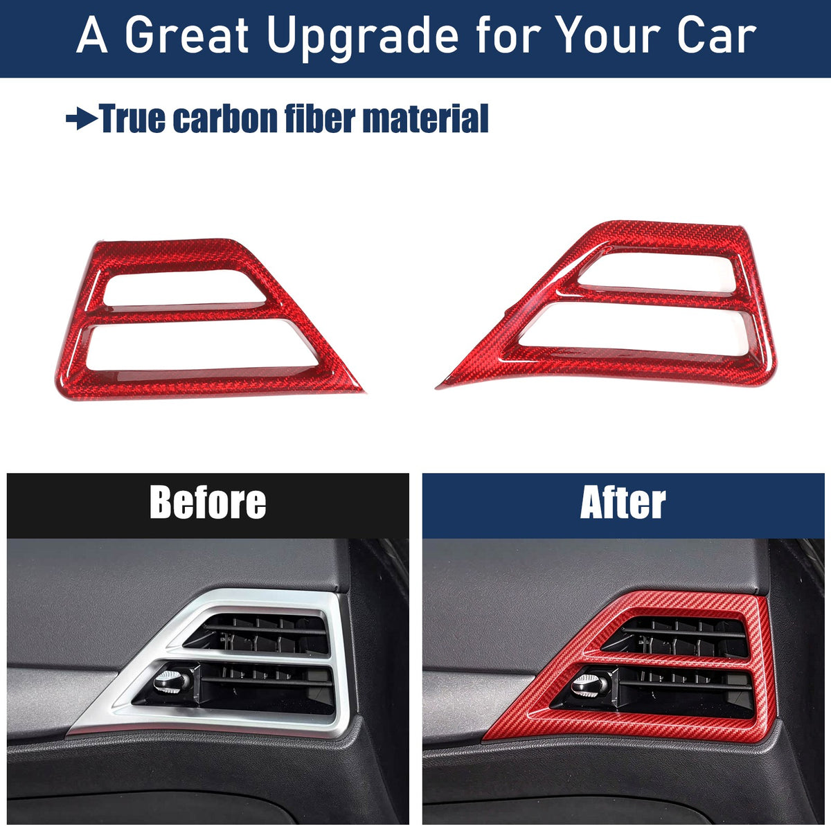 Red Real Carbon Fiber Side Air Vent Trim Cover For BMW 3 Series 2025+ 10