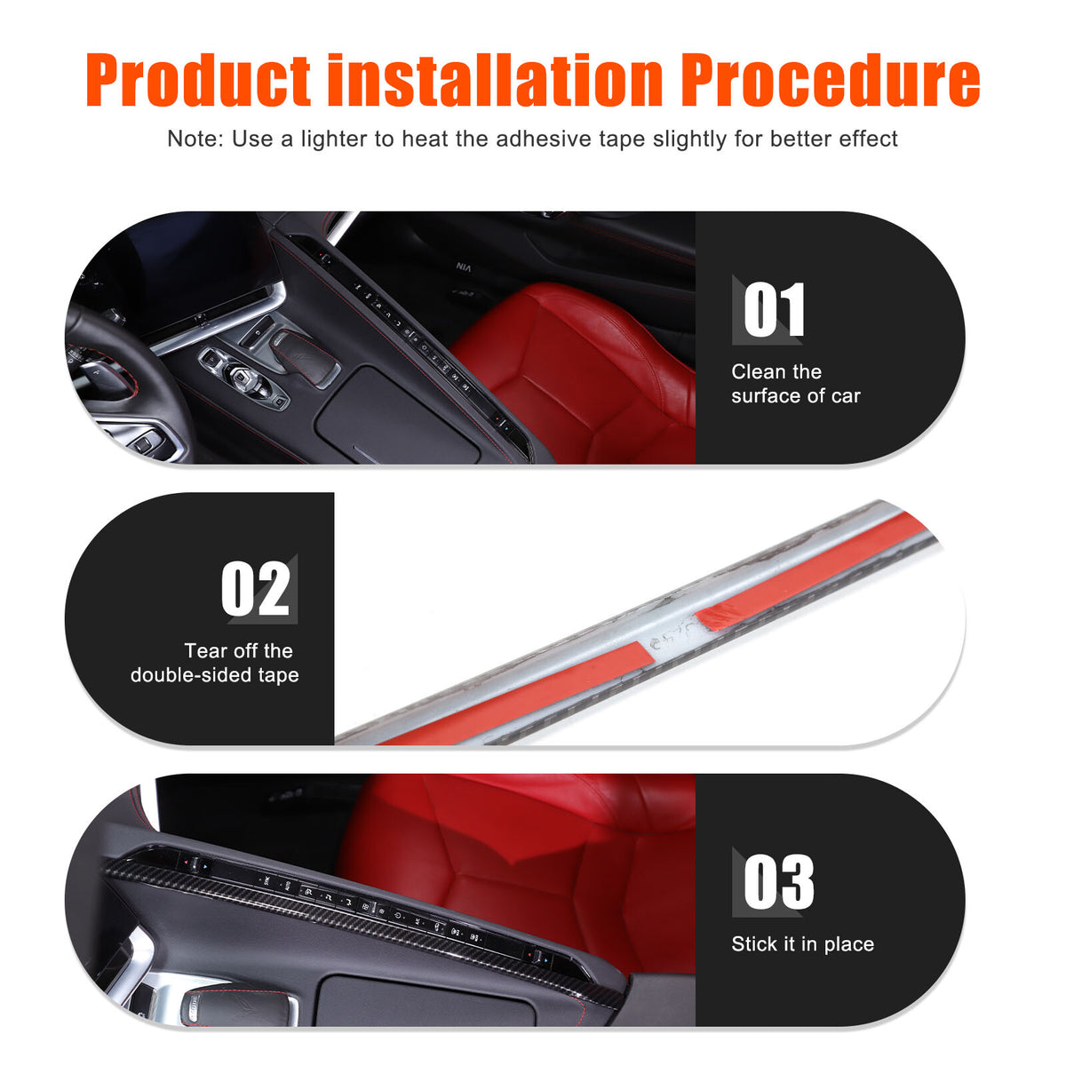 ABS Carbon Fiber Center A/C Button Left Side Strip Trim Cover For Corvette C8 17